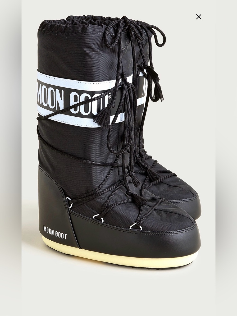 J CREW Moon Boot® women's icon black nylon boots 39/41 cq157 $248